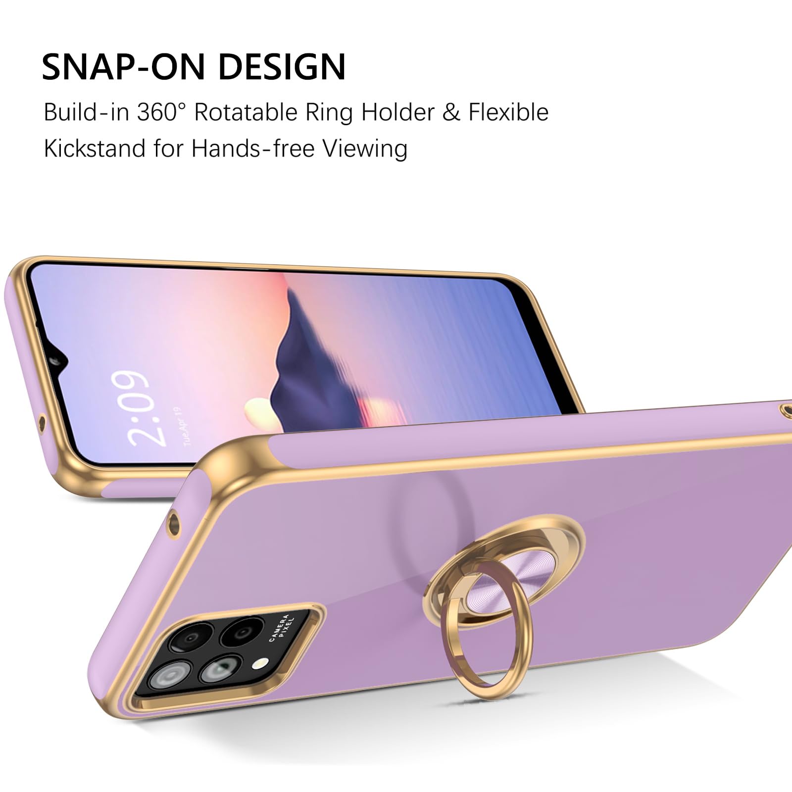 Guagua For T-Mobile Revvl 6 Pro/6X Pro Case With 360 Ring Holder Kickstand Magnetic Car Mount Supported Slim Soft Shockproof Pro